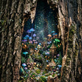 Magic Fairy Village Area Rug Enchanted Tree Hollow Floor Mat 3D