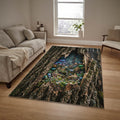 Magic Fairy Village Area Rug Enchanted Tree Hollow Floor Mat 3D