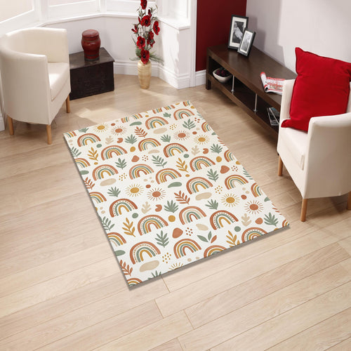 Boho Rainbow Nursery Rug, Neutral Terracotta Kids Room Decor