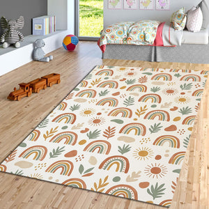 Boho Rainbow Nursery Rug, Neutral Terracotta Kids Room Decor