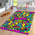 Neon Comic Book Rug, Pop Art Gamer Decor, Kids Playroom Rug, Cool