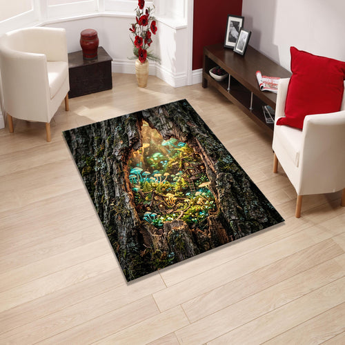 Enchanted Fairy Garden Area Rug Mushroom Forest Magical Nursery