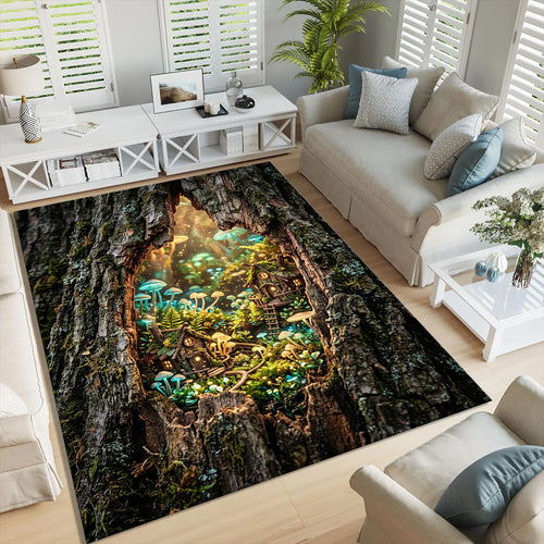 Enchanted Fairy Garden Area Rug Mushroom Forest Magical Nursery