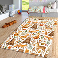 Woodland Animals Nursery Rug Watercolor Fox Bear Deer Playroom