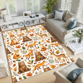 Woodland Animals Nursery Rug Watercolor Fox Bear Deer Playroom