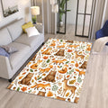 Woodland Animals Nursery Rug Watercolor Fox Bear Deer Playroom
