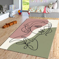 One Line Woman Art Area Rug Minimalist Abstract Living Room