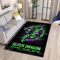 Cyberpunk Dragon Glitch Area Rug Gaming Room Man Cave Neon Carpet