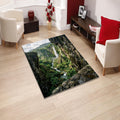 Ancient Mayan Jungle Area Rug Tropical Waterfall Living Room