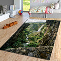 Ancient Mayan Jungle Area Rug Tropical Waterfall Living Room