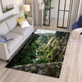 Ancient Mayan Jungle Area Rug Tropical Waterfall Living Room