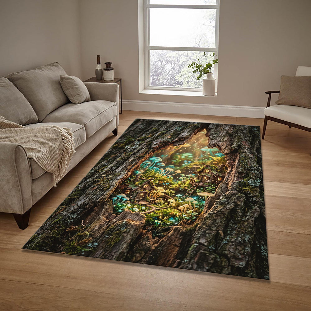 Enchanted Fairy Garden Area Rug Mushroom Forest Magical Nursery