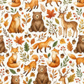 Woodland Animals Nursery Rug Watercolor Fox Bear Deer Playroom