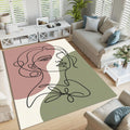 One Line Woman Art Area Rug Minimalist Abstract Living Room