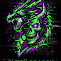 Cyberpunk Dragon Glitch Area Rug Gaming Room Man Cave Neon Carpet