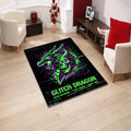 Cyberpunk Dragon Glitch Area Rug Gaming Room Man Cave Neon Carpet