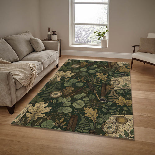 Dark Academia Vintage Area Rug Study Reading Nook Botanical