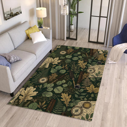 Dark Academia Vintage Area Rug Study Reading Nook Botanical