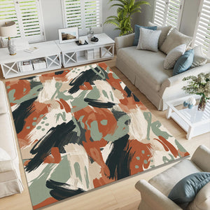 Abstract Brush Stroke Area Rug Boho Living Room Dining Carpet