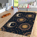 Celestial Sun Moon Area Rug Mystic Astrology Bedroom Carpet
