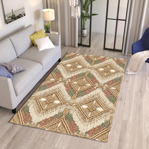 Boho Macrame Geometric Area Rug Living Room Bedroom Carpet