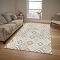 Geometric Diamond Area Rug Beige Living Room Carpet Washable