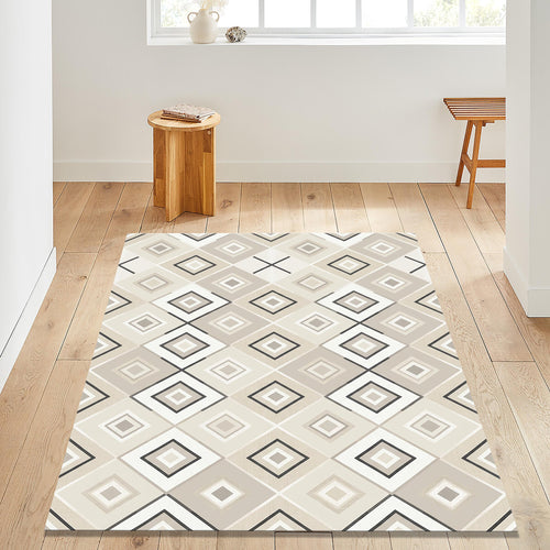 Geometric Diamond Area Rug Beige Living Room Carpet Washable