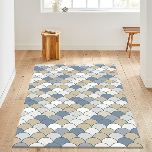 Fish Scale Coastal Area Rug Beach House Bathroom Carpet Washable