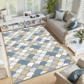 Fish Scale Coastal Area Rug Beach House Bathroom Carpet Washable