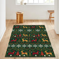 Christmas Reindeer Area Rug Holiday Living Room Carpet Washable