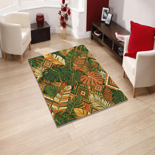 Tropical Monstera Leaf Area Rug Boho Living Room Carpet Washable