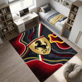 Ferrari Gold Shield Area Rug Man Cave Abstract Car Carpet