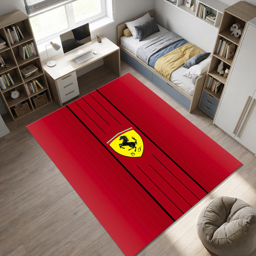 Scuderia Ferrari Area Rug Man Cave Garage Racing Carpet Washable