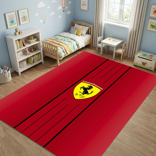 Scuderia Ferrari Area Rug Man Cave Garage Racing Carpet Washable