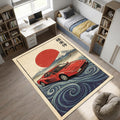 Ferrari F40 Hokusai Area Rug Ukiyo-e Retro Living Room Carpet