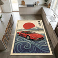 Ferrari F40 Hokusai Area Rug Ukiyo-e Retro Living Room Carpet