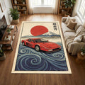Ferrari F40 Hokusai Area Rug Ukiyo-e Retro Living Room Carpet