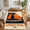 American Muscle Car Area Rug Man Cave Retro Garage Carpet