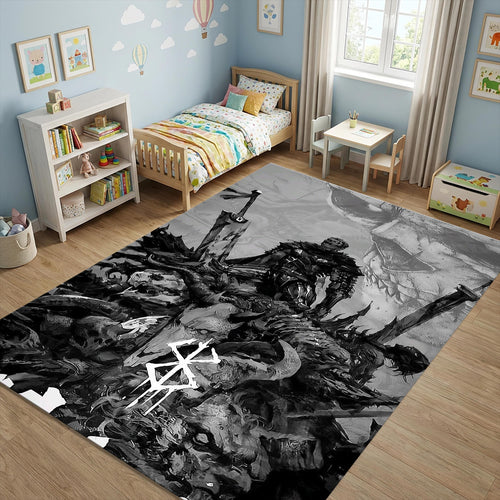 Berserk Guts Battlefield Rug Dark Fantasy Living Room Carpet