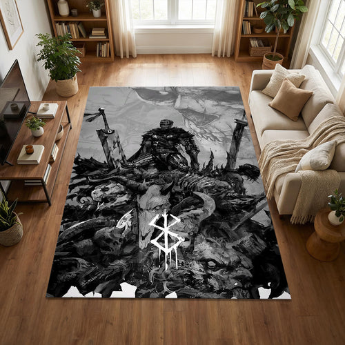 Berserk Guts Battlefield Rug Dark Fantasy Living Room Carpet