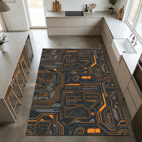 Sci-Fi Circuit Board Area Rug Gaming Room Tech Office Carpet