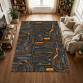 Sci-Fi Circuit Board Area Rug Gaming Room Tech Office Carpet