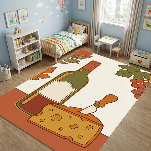 Wine Cheese Kitchen Area Rug Cottagecore Dining Room Carpet