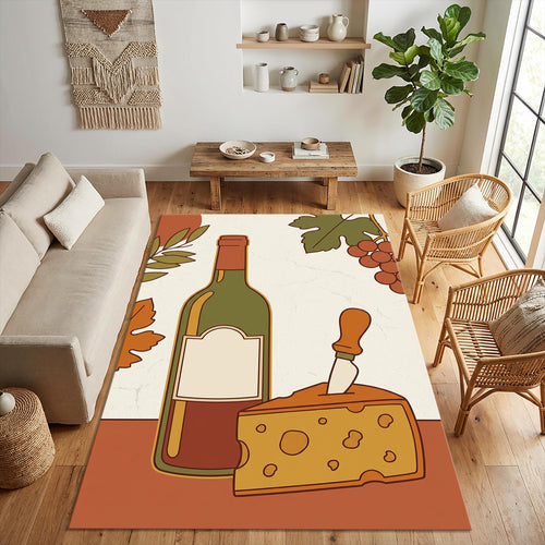 Wine Cheese Kitchen Area Rug Cottagecore Dining Room Carpet