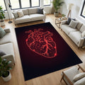 Cyberpunk Heart Area Rug Dark Aesthetic Bedroom Carpet Washable
