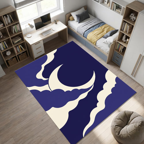 Crescent Moon Cloud Area Rug Boho Celestial Bedroom Carpet