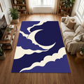 Crescent Moon Cloud Area Rug Boho Celestial Bedroom Carpet