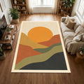 Mid Century Modern Sunset Rug Boho Living Room Carpet Washable