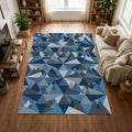 Modern Geometric Blue Triangle Rug Living Room Bedroom Mat