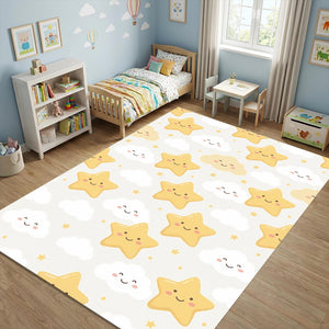 Cute Star Cloud Nursery Rug Baby Room Decor Washable NonSlip Play